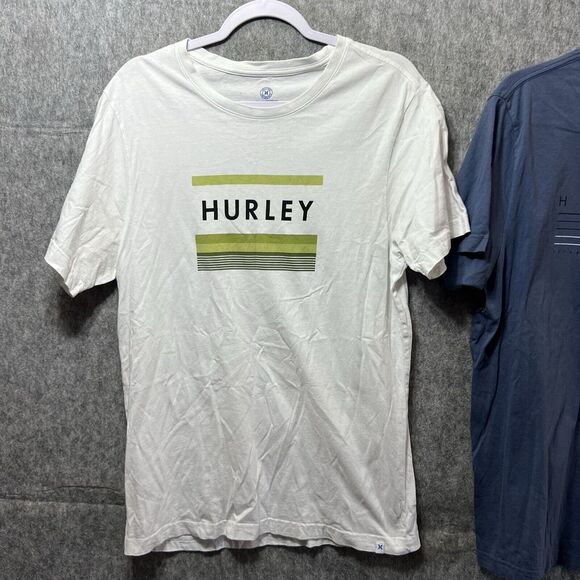 Hurley T Shirts Large Mens Blue‎ White Short Sleeve Bundle Of 2 Graphic Tees - Picture 5 of 9